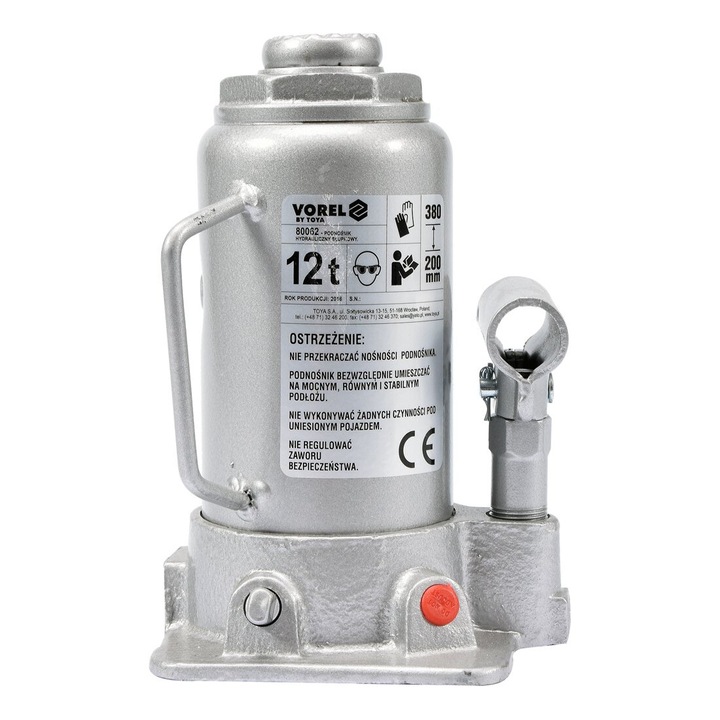 Elevator hydraulic cu piston Vorel 12T, 200-380mm, 116x134mm, 6.6kg