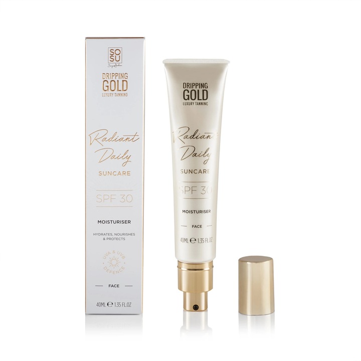 Crema de fata Dripping Gold Radiant Daily Moisturiser SPF 30, 40ml, protectie UVA/UVB, hidratanta