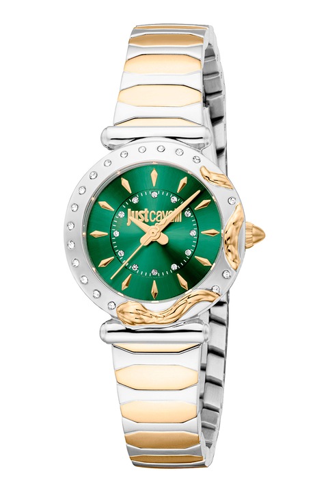 JUST CAVALLI, Аналогов двуцветен часовник, Сребрист, Златист