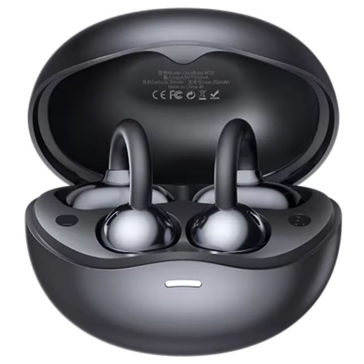 REMAX W29 CozyBuds Bluetooth fejhallgató, 250 mAh kapacitás, csíptetős, fekete
