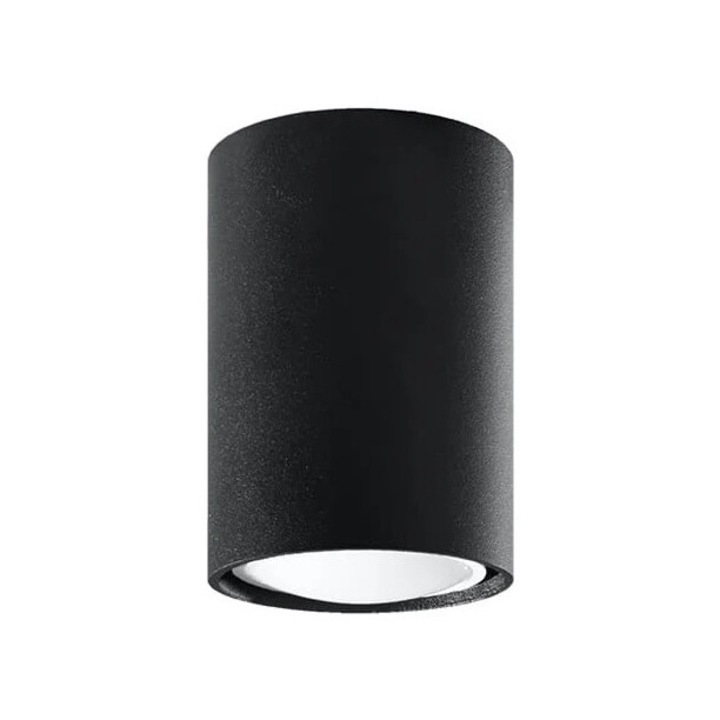 Spot rotund Sollux Lighting LAGOS, metal, negru, 10cm, set fara bec inclus