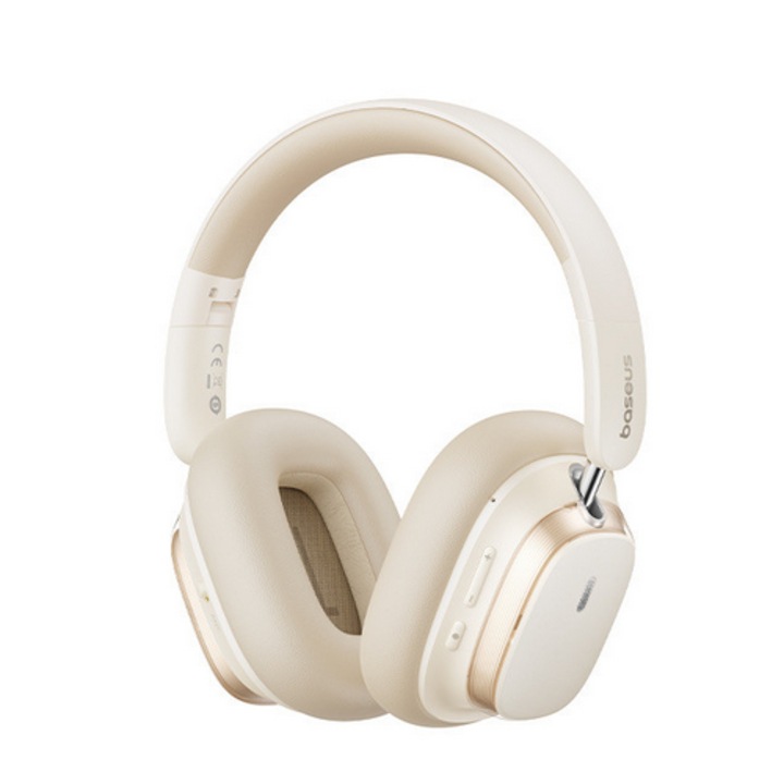 CASTI Baseus Bowie H1s, multimedia, wireless, bluetooth 5.4, microfon pe casca, noise cancelation, Hi-Res Sound, 120h viata baterie, alb "A00075301223-00" (timbru verde 0.18 lei) - 6932172667139