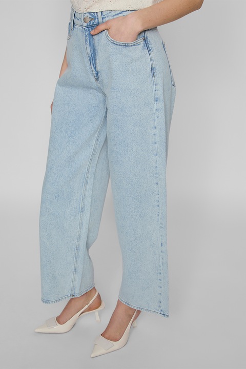 Vila, Bő szárú koptatott hatású nadrág, Pasztellkék