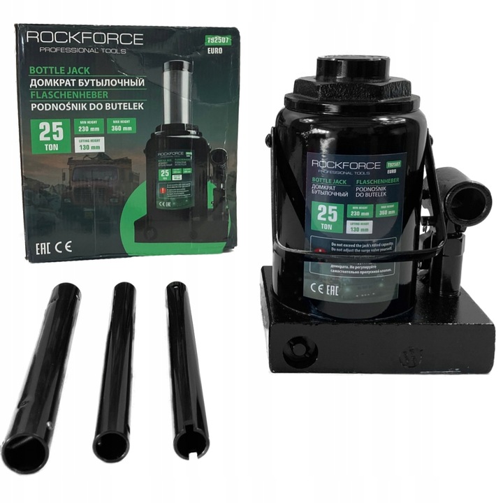 Elevator hidraulic Rockforce 25 tone, inaltime ridicare 230-360mm, baza 165x123mm, greutate 17kg