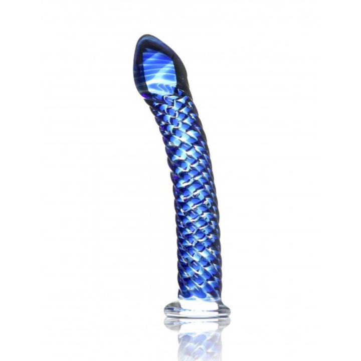 Dildo din sticla Icicles No. 29, albastru, 20x4cm