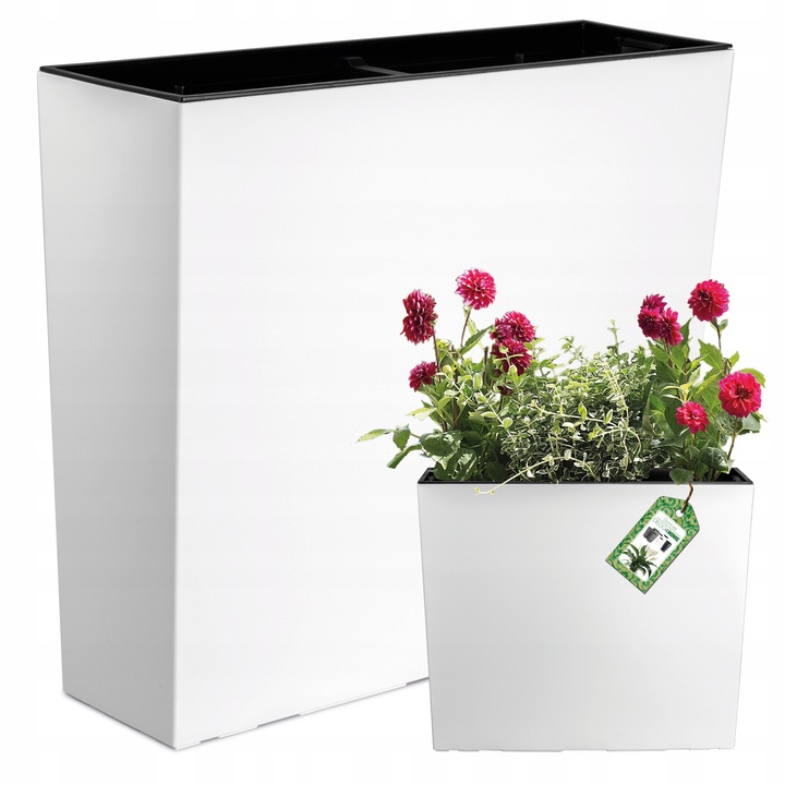 Ghiveci patrat Urbi Case Tower DUC600T, 58x50cm, Alb