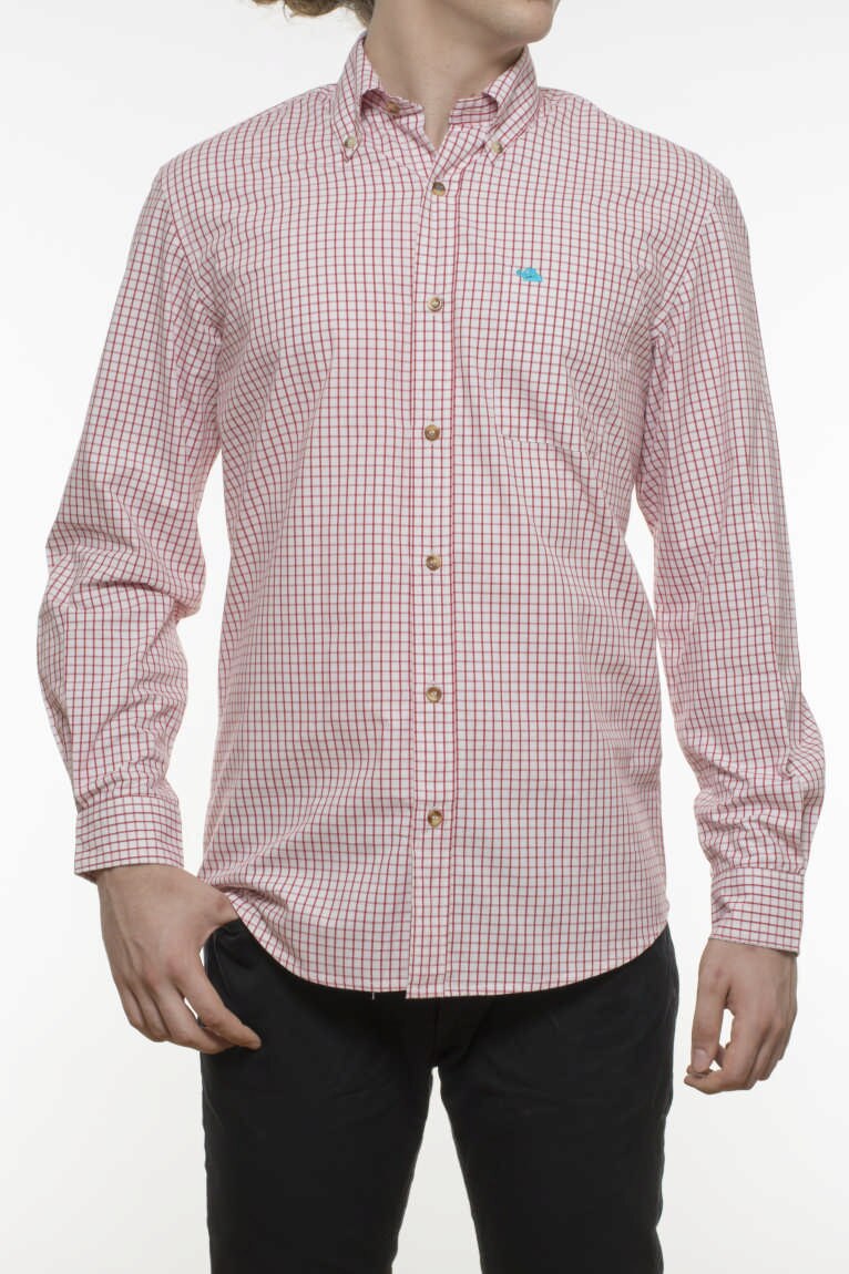 Camasa cu maneca lunga, INDEEWAY, carouri, Alb / Rosu