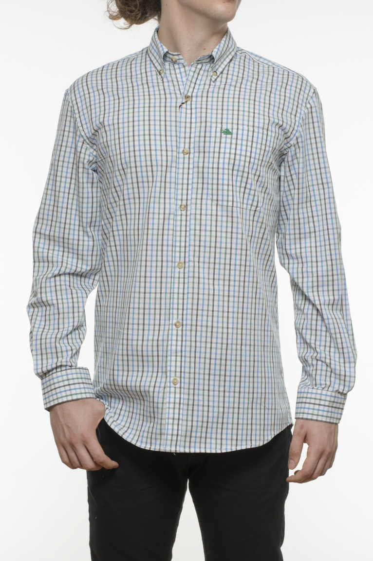 Camasa cu maneca lunga INDEEWAY, carouri, alb, Alb/Albastru