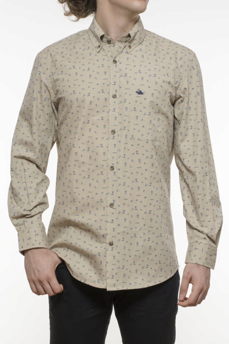 Camasa cu maneca lunga INDEEWAY, imprimeu, bej, Bej