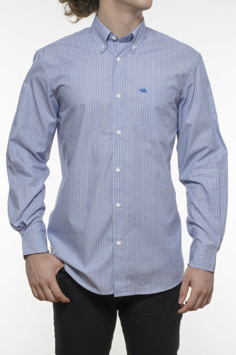 Camasa cu maneca bleu albastru dungi, Bleu / Albastru