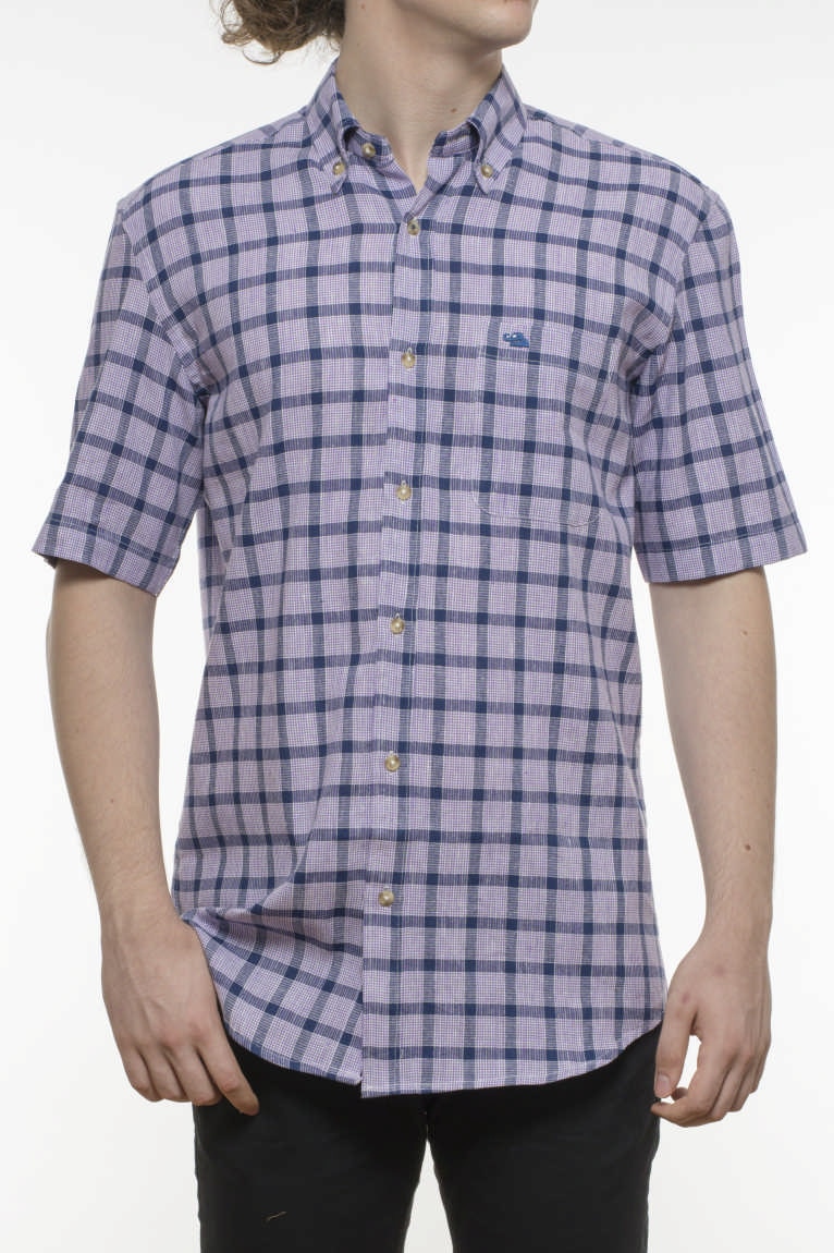 Camasa cu maneca scurta INDEEWAY, carouri, Mov / Albastru