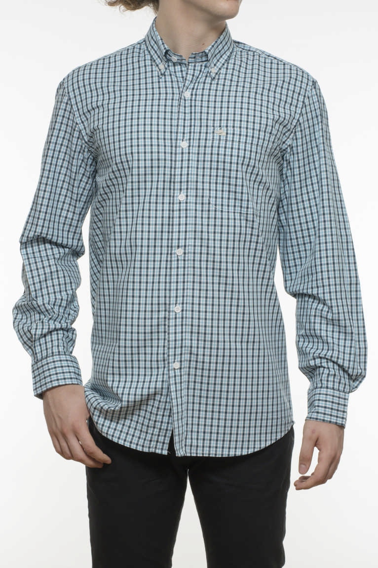 Camasa cu maneca lunga, INDEEWAY, carouri, albastru turcoaz, Albastru/Turcoaz