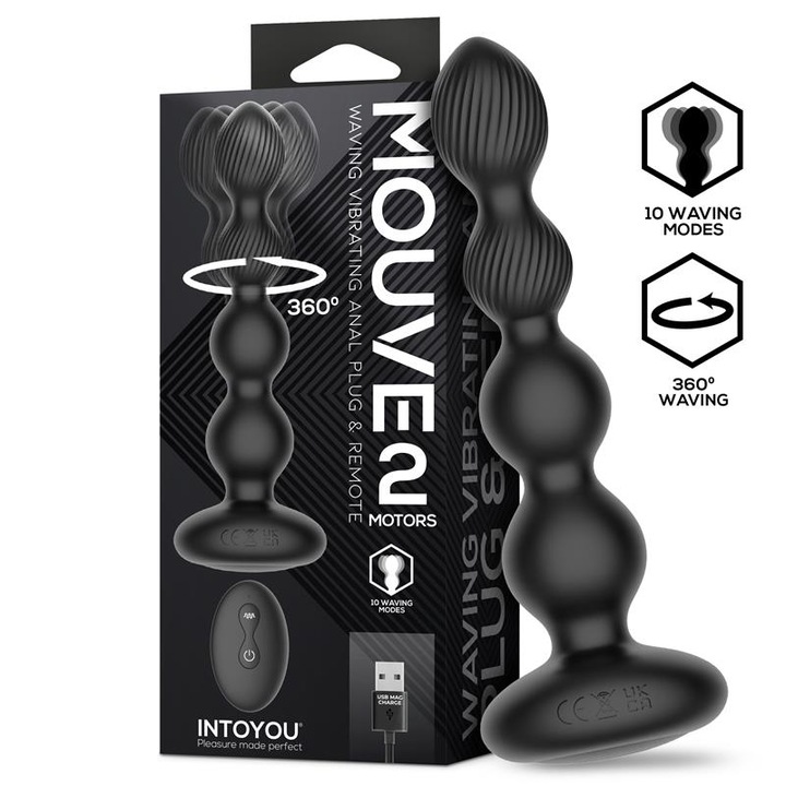 Butt Plug anál LoveCherry Mouve, 2 motor, 10 vibrációs funkció, szilikon, vízálló