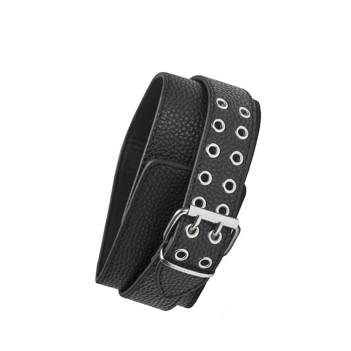 Zgarda BDSM Blaze, neagra, reglabila, din piele artificiala, seturi si accesorii