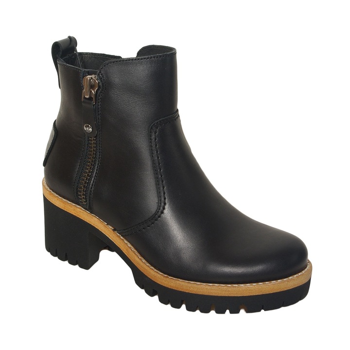 Botine dama Panama Jack, branturi detasabile, impermeabile, negru, piele naturala