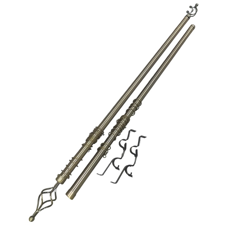 Galerie telescopica perdea sau draperie, dubla, metalica, gold, cu lungime reglabila, 300cm