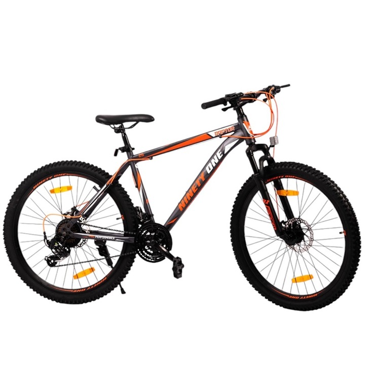 Велосипед PROCART, Shimano 21-скоростен дерайльор, 26 инча, MTB, предно окачване, стоманена рамка, алуминиеви джанти, черен/орнажев