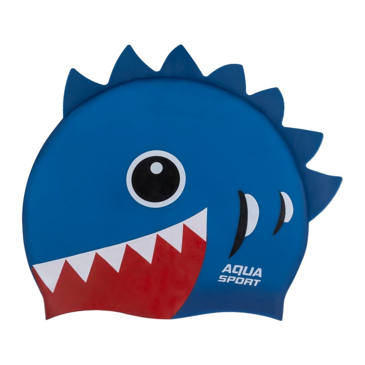 Силиконова шапка за плуване за деца Aqua-Sport, дизайн риба, синьо-червено, 19,5x21см, комплект
