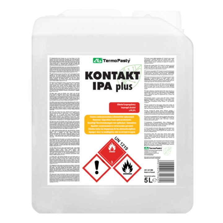 Alcool izopropilic Kontakt IPA plus 5 l, curatare elemente optice, fara reziduuri, TermoPasty