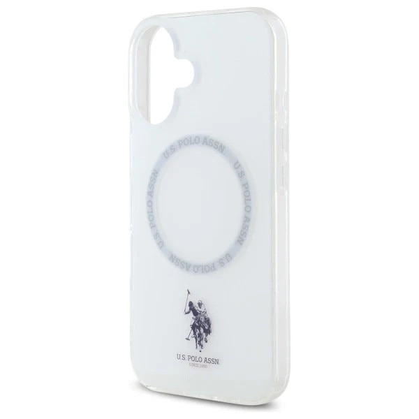 Etui pentru iPhone 16, US Polo IML Ring MagSafe, alb, protectie avansata, design elegant