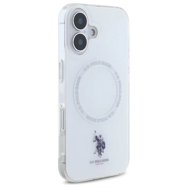 Etui pentru iPhone 16, US Polo IML Ring MagSafe, alb, protectie avansata, design elegant