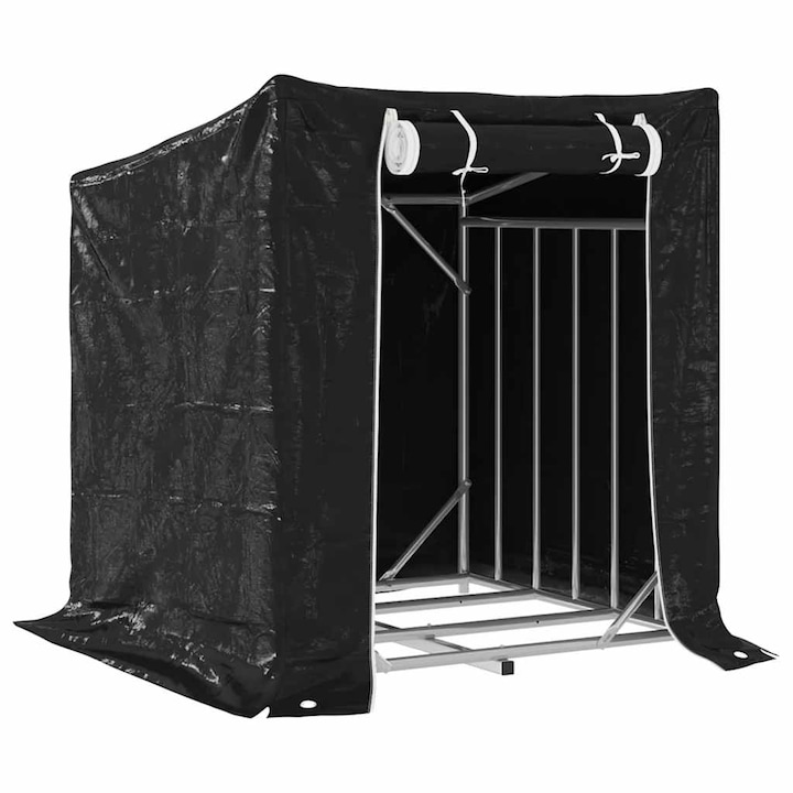 vidaXL Tűzifa állvány esővédővel 101x61x110,5 cm horganyzott acél 9.3 kg