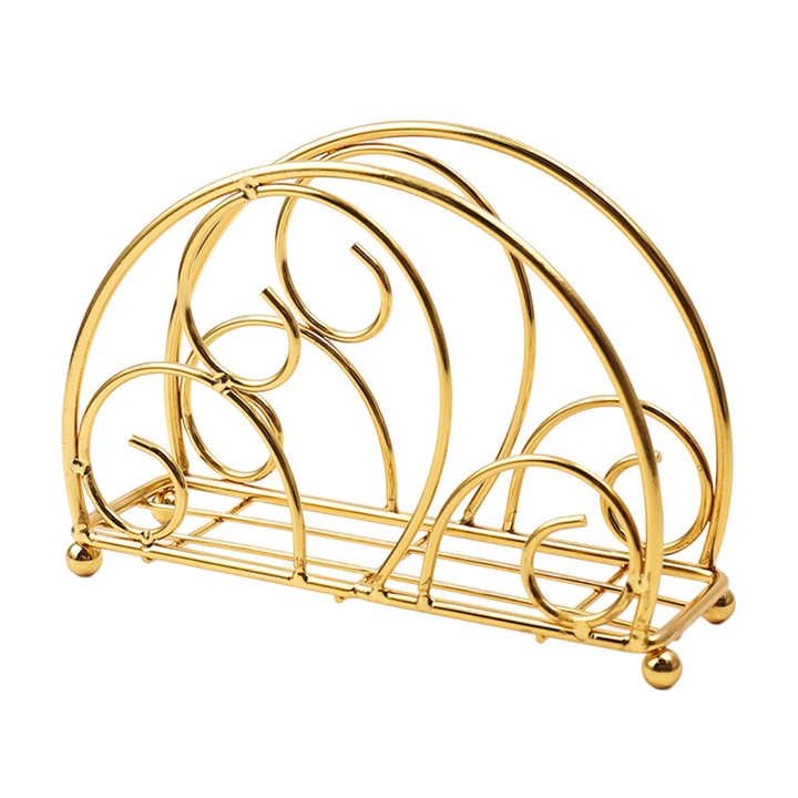 Suport servetele din metal, Enforose, design modern, negru si auriu, dimensiuni conforme cu imaginea, set.