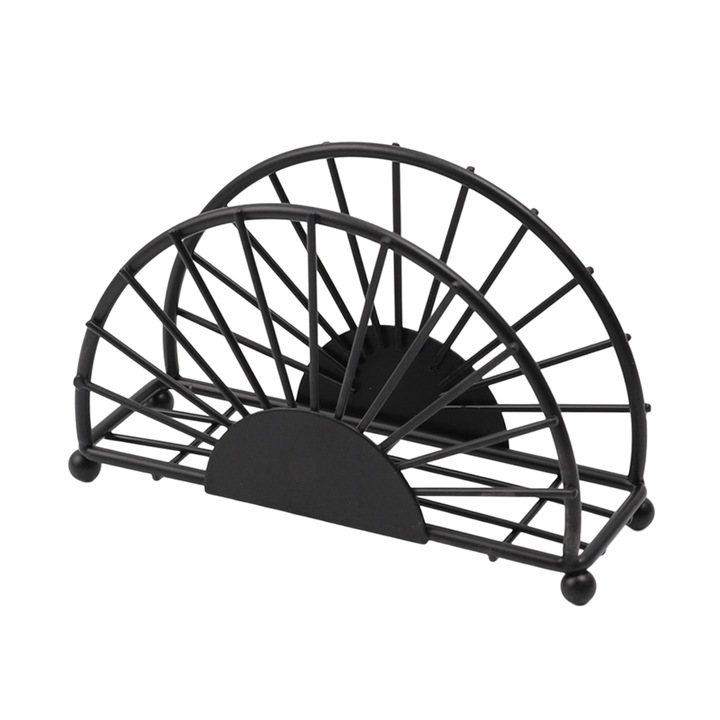 Suport servetele din metal, Enforose, design modern, culoare negru-auriu, dimensiuni conforme imaginii, set 1 buc.