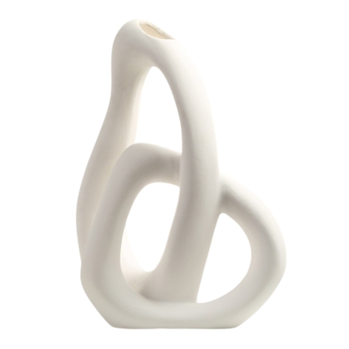 Vaza ceramica alba moderna Enforose, 22x15x8cm, decorare interioara, set 1 bucata