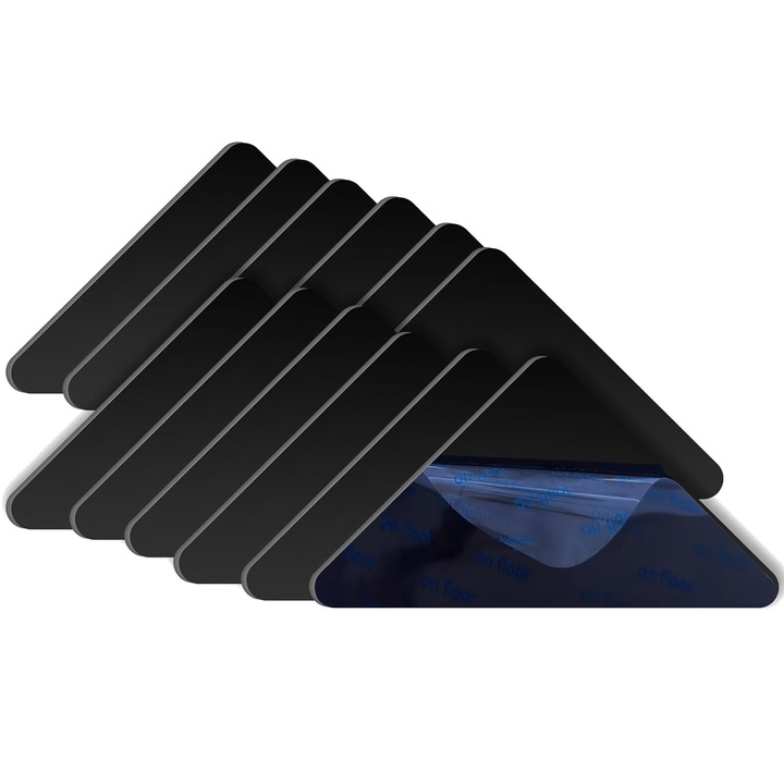 Комплект от 12 подложки за килими, полиуретан, неплъзгащи се, черни, 100x100 см