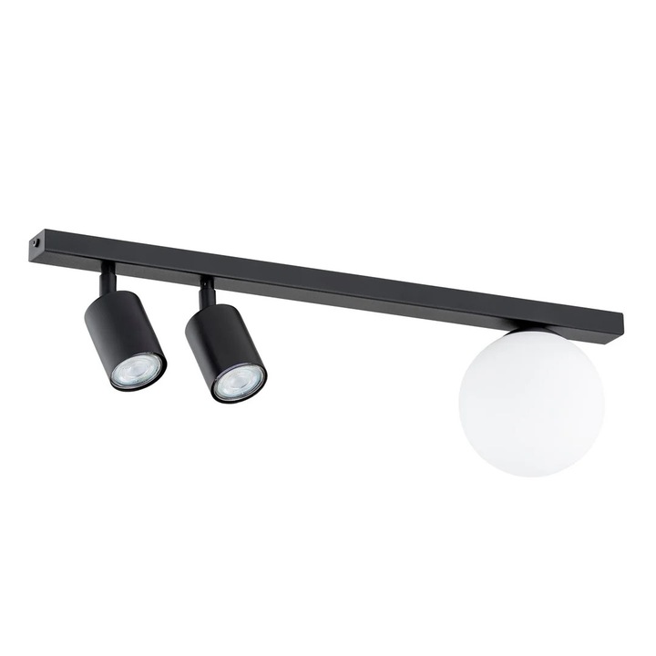 Emibig spotlámpák, fekete, 60x17x14cm, fém/üveg, 2xGU10 8W + 1xE14 10W, szabályozható, izzók nem tartozék