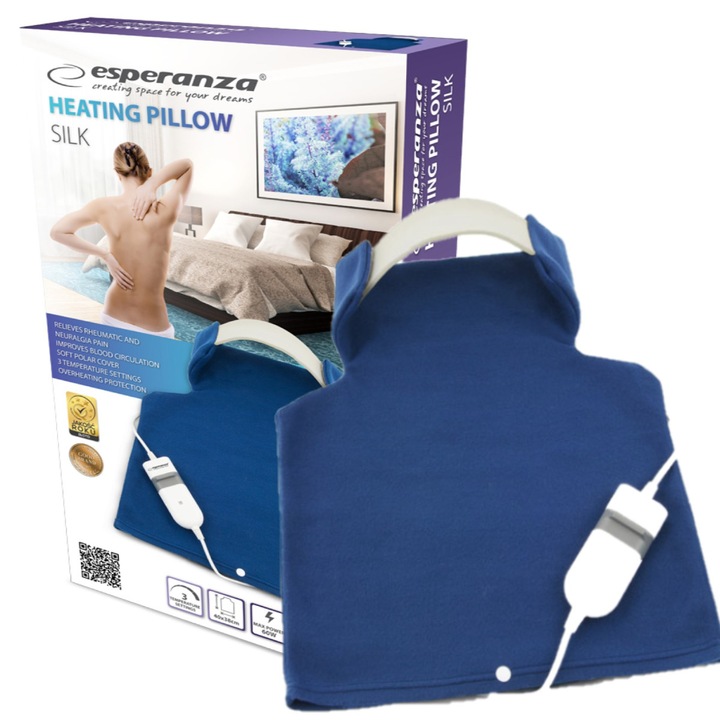 Perna electrica profilata Luka, incalzire reglabila, material moale, 40x38cm