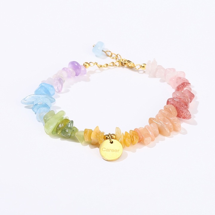 Bratara cu pietre naturale semipretioase, curcubeu, 22x5cm