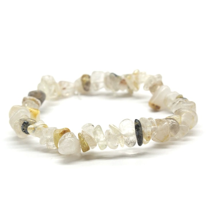 Bratara elastica, cuart rutilat auriu, 17x26cm, pietre semipretioase