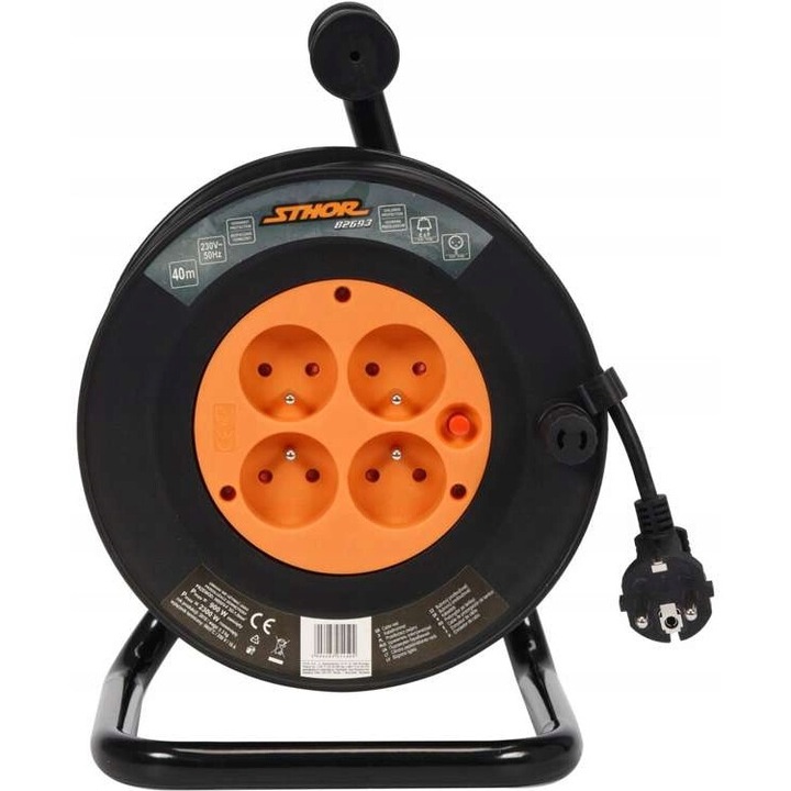 Удължител Sthor 40м, 4 гнезда, термозащита, защита за деца, 1мм