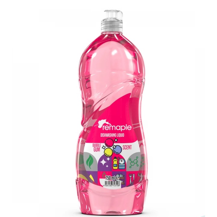 Detergent de vase cu miros Bubble Gum, Remaple, 750ml