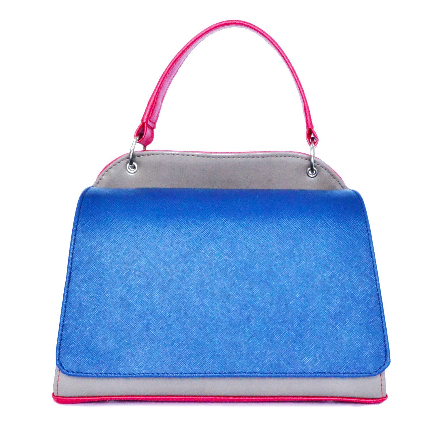 Geanta dama,Zea,piele naturala,rosu/blue/gri