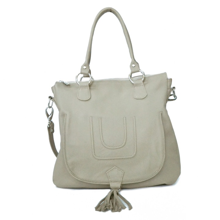 Zea női táska, valódi bőr, bézs