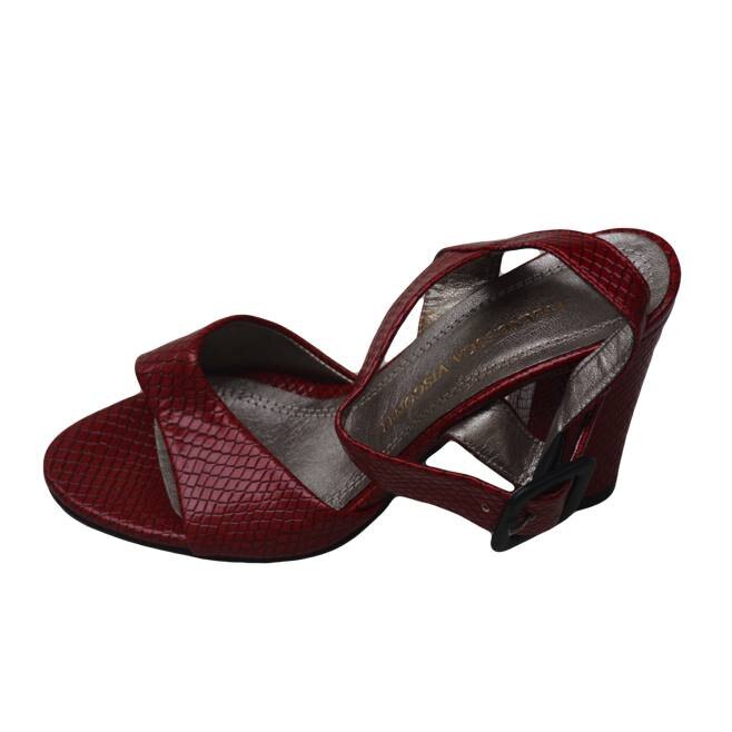 Sandale cu aspect de piele de sarpe, D&J Exclusive, Rosu