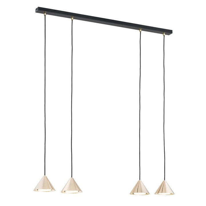 Полилей Emibig ELIT, 4 източника на светлина, Метал, Черен/Златист, 100x90x12 см