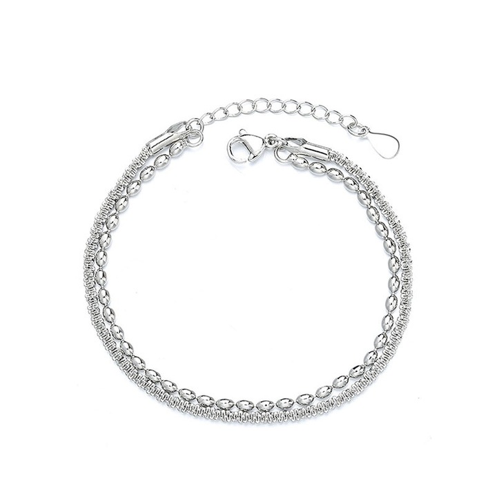 Bratara dama, Cupru, Placata cu argint, Argintiu, 15+3cm