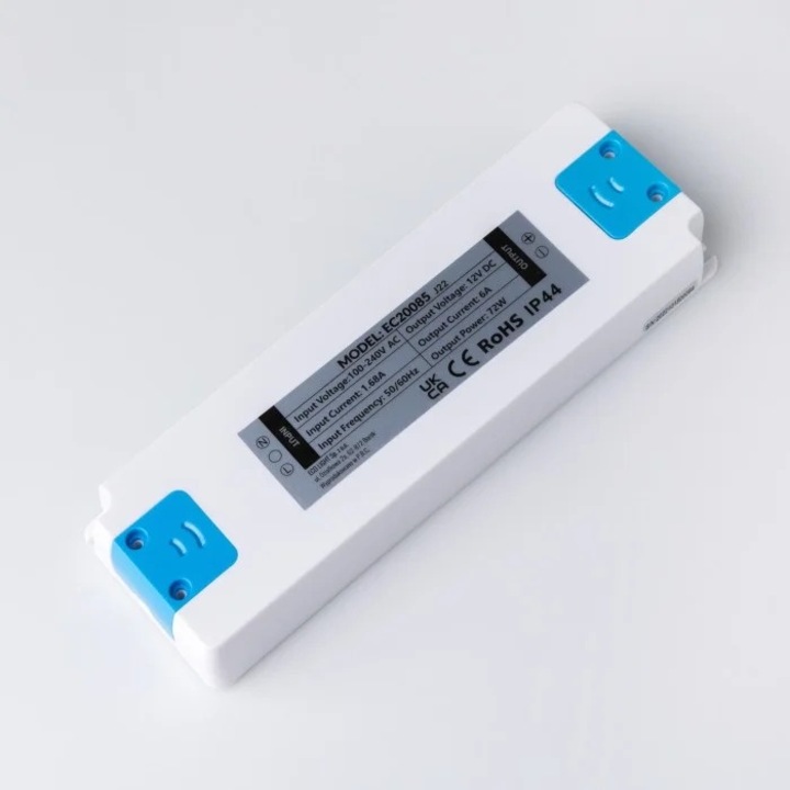 Sursa alimentare Ecolight, 72W, 12V, IP44, Alb, 18,5x6,4x2,2cm