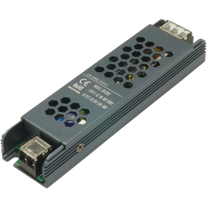 LED трансформатор, IdeaLed, Ultra Slim, 24V, 2.5A, графит, 60W