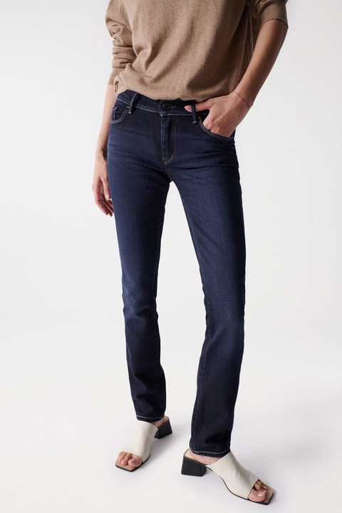 Salsa Jeans, Blugi skinny cu talie medie, Albastru ultramarin, W34-L32