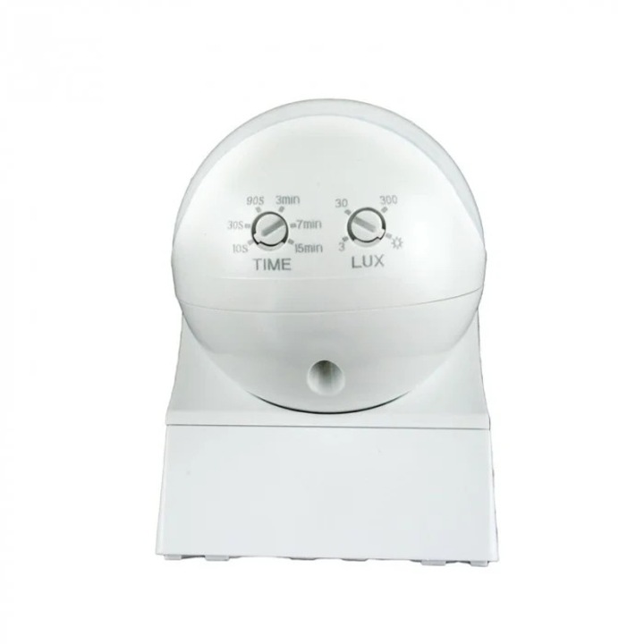 Senzor de miscare PIR ECOLIGHT CP-4, 400W, alb, 180°, 12m