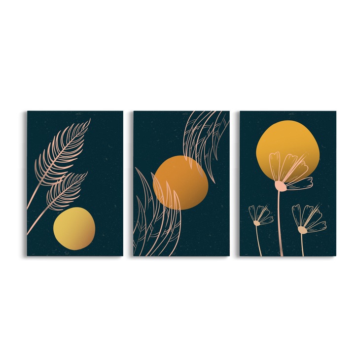 Set tablou canvas decorativ lux, 3 piese, 150x75CM (3x 50x75cm) - Bohemian nature
