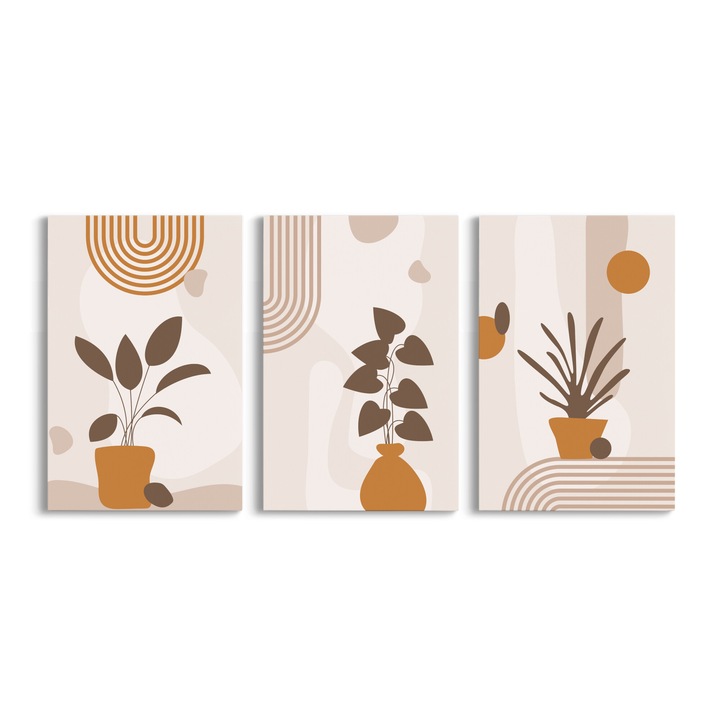 Set tablou canvas decorativ lux, 3 piese, 150x75CM (3x 50x75cm) - Sandy vaze