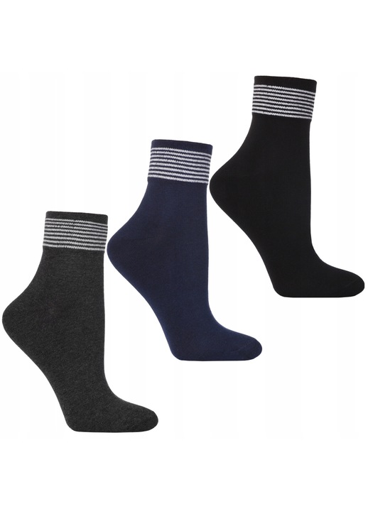 Комплект от 3 чифта дамски чорапи Moraj, райе, памук/полиамид, многоцветни, 35-38 EU