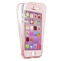 Husa Full TPU 360° (fata + spate) pentru Apple iPhone 5 / SE / 5S, Rose Gold transparent