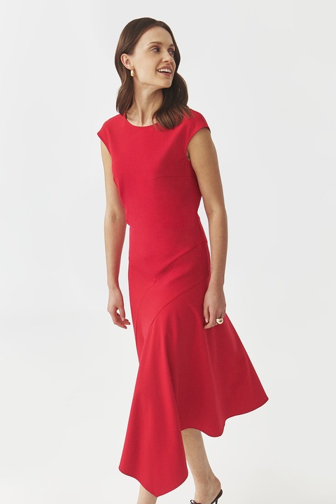Tatuum, Rochie midi cu coiala asimetric, Rosu